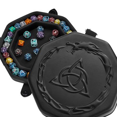 Soar Forge Dice Tray for DND and RPG - Premium Celtic Knot and Dragon Design - Perfect Rolling Tray to Protect Dice for D&D - Compatible with Dungeons and Dragons and Other RPG