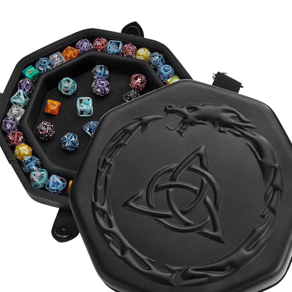 Soar Forge Dice Tray for DND and RPG - Premium Celtic Knot and Dragon Design - Perfect Rolling Tray to Protect Dice for D&D - Compatible with Dungeons and Dragons and Other RPG