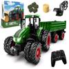 Remote Control Tractor Toy with Trailer | Metal Front & Front Loader Farm Vehicle Set with Lights & 8-Wheel Design, RC Tractor Truck for Boys & Girls Ages 3-9, Fun Farm Toy Gift for Toddlers & Kids view 1
