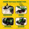 Remote Control Tractor Toy with Trailer | Metal Front & Front Loader Farm Vehicle Set with Lights & 8-Wheel Design, RC Tractor Truck for Boys & Girls Ages 3-9, Fun Farm Toy Gift for Toddlers & Kids view 2