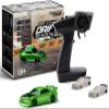 FLYCOLOR Turbo Racing 1:76 Scale Drift RC Car with Gyro Mini Full Proportional RTR 2.4GHZ Remote Control with 2 Replaceable Body Shell (C64-Green) view 1