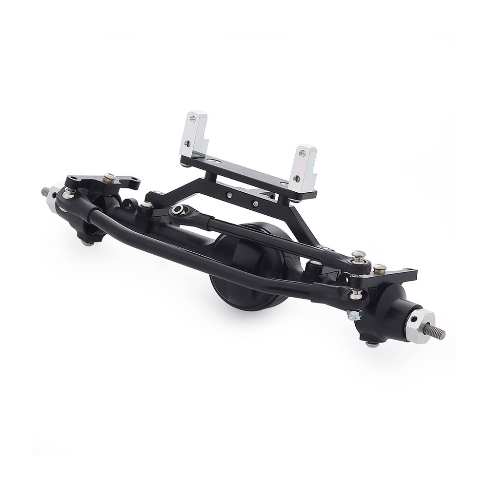 CNC Aluminum Alloy Complete Front Axle for 1/10 RC Crawler RC4WD Ge-Lande II TF2 D110 Yo-ta II Axles (Black)