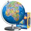 Waldauge Illuminated World Globe with Stand, 9" Earth Globes with Stable Heavy Metal Base for Kids Classroom Learning, LED Constellation Globe Night Light with HD Printed Map view 1