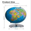 Waldauge Illuminated World Globe with Stand, 9" Earth Globes with Stable Heavy Metal Base for Kids Classroom Learning, LED Constellation Globe Night Light with HD Printed Map view 3