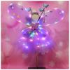 PURFEEL Girls Led Light up Angel Wings Kids Butterfly Wings Costume 4Pcs Sets Purple view 2