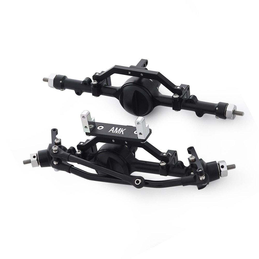 CNC Aluminum Alloy Front Rear Axle Complete Set for 1/10 RC Crawler RC-4WD Gela-nde II TF2 D110 Yo-ta II Axles(Black)