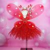 PURFEEL Girls Led Light up Angel Wings Kids Butterfly Wings Costume 4Pcs Sets Red view 2