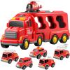 TEMI Toddler Truck Boy Toys for Kids 3-5 Years - 7 Pack Friction Powered Vehicle Car Toy for Toddlers 1-3, Carrier Truck Toys for 3 4 5 6 Years Old Boys Girl, Christmas Birthday Gifts for Age 3-9 view 1