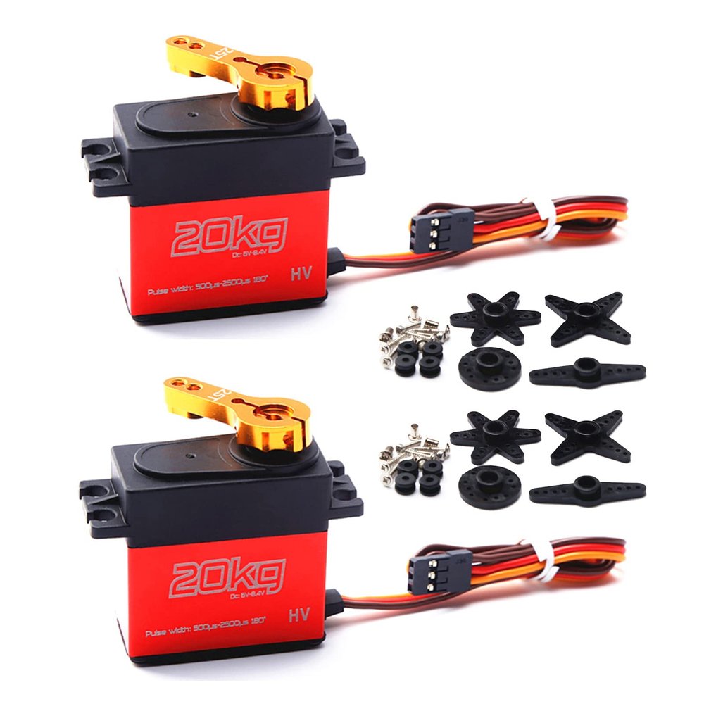 GoolRC 20KG Digital Servo, 2PCS High Torque Stainless Steel Gear Servo with 25T Servo Arm for 1/8 1/10 RC Car, Control Angle 180