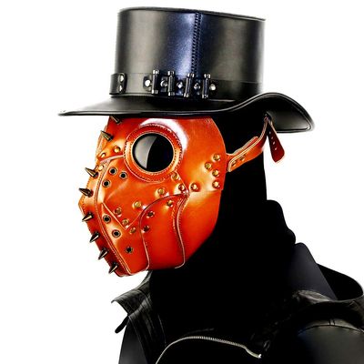 Dajingkj Plague Doctor Mask Steampunk PU Leather Long Nose Bird Beak Half Plague Mask Adjustable Scary Halloween Mask Costumes Props