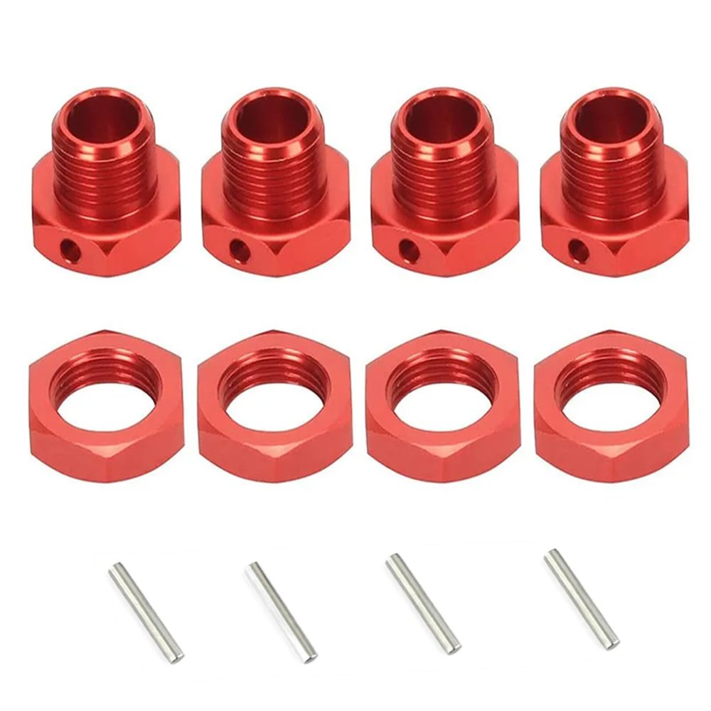 Aluminum 17mm Hex Wheel Nuts Adapter for Arrma 6s BLX Infraction Limitless Mojave Typhon hopups Upgrade Parts 4 pcs/Set(Red)