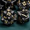 ARUOHHA DND Metal Dice Set Black Leaf Gold Numbers Design Polyhedral Dice with Box, 7PCS D and D Dice RPG Role Playing Games D20 D12 D10 D8 D6 view 2