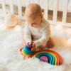 BUSY PUZZLE Wooden Stacking Pyramid, Wooden Rainbow Toy, Montessori Toys, Sensory Toy, Nursery Decor, for Toddlers view 2