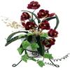 Melody Jane Dolls Houses Dollhouse Deep Red Flowers in Large Ceramic Garden Urn & Black Tripod Stand view 1