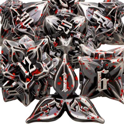 ARUOHHA DND Metal Dice Set Blood Leaf Design Polyhedral Dice with Box, 7PCS D and D Dice RPG Role Playing Games D20 D12 D10 D8 D6 D4 