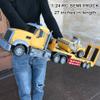 Remote Control Semi Truck Toy For Kids - 1:24 RC Semi-trailer Engineering Tractor With Sound And Lights, Trailer Truck Toy With Inertia Roller, Construction Vehicles For Boys & Girls 3-8 Years Old view 2