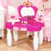 Eohemeral Toddler Vanity Set with Light and Music Mirror, Kids Makeup Table with Chair and Real Sound Hair Dryer, Pretend Play Princess Dress Up Toy for Girls Age 3 4 5 view 4