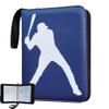 Baseball Card Binder Trading Card Albums: Fits 400 Cards with 50 Removable Sleeves Sports Games Card Protector Holder Blue view 1