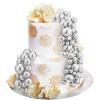 108 Pcs Balls Cake Topper DIY Cupcake Insert Foam Balloons for Cake Baking Wedding Anniversary Birthday Decoration(Silver,Multi Sizes) view 2