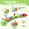 Awotoy Baby Toys 0 to 12 Months, Musical Stuffed Animal Activity Soft Toys with Multi-Sensory Crinkle, Rattle and Textures, Infant Tummy Time Toys for Newborn Boys Girls, Caterpillar, Green view 3