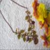 Glass Floral Necklace Dragonfly Green Leaves Leaf Jewelry Fall Copper Wire Wrap Nature Jewelry for Brides Autumn Wedding Rustic Vintage Bib view 2