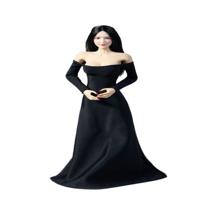 1/6 Scale Female Clothes, Girl Evening Dress Long Skirt Clothing for 12inch PH TBL JO Action Figure Body (Black)
