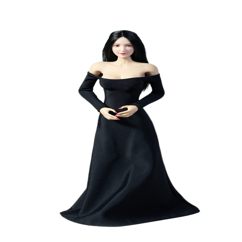 1/6 Scale Female Clothes, Girl Evening Dress Long Skirt Clothing for 12inch PH TBL JO Action Figure Body (Black)