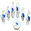Melody Jane Dolls Houses Dollhouse Vase & Bowl Set Royal Blue Gold Floral Design Ornament Accessory view 1