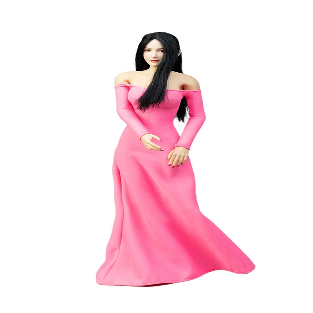 1/6 Scale Female Clothes, Girl Evening Dress Long Skirt Clothing for 12inch PH TBL JO Action Figure Body (Pink)