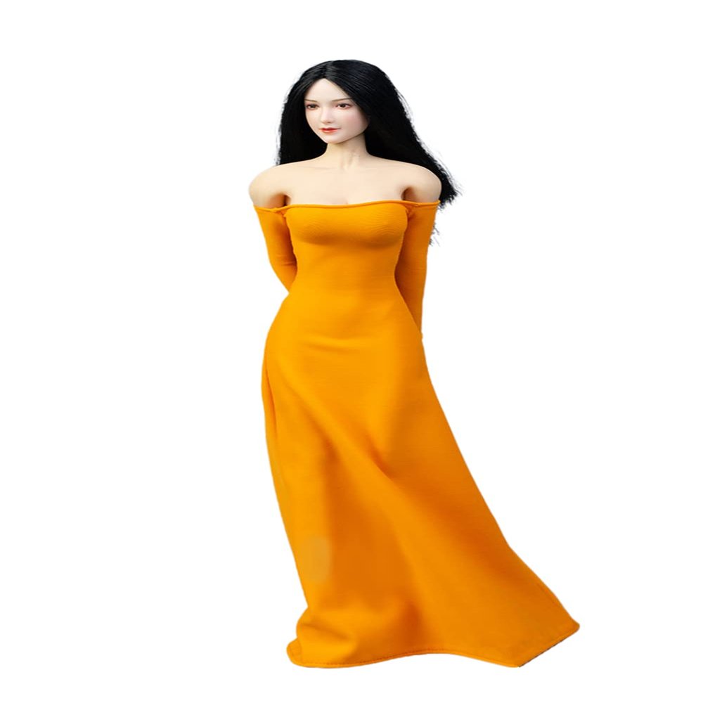 1/6 Scale Female Clothes, Girl Evening Dress Long Skirt Clothing for 12inch PH TBL JO Action Figure Body (Yellow)