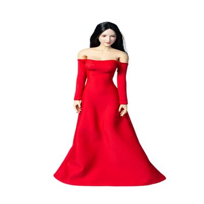 1/6 Scale Female Clothes, Girl Evening Dress Long Skirt Clothing for 12inch PH TBL JO Action Figure Body (Red)