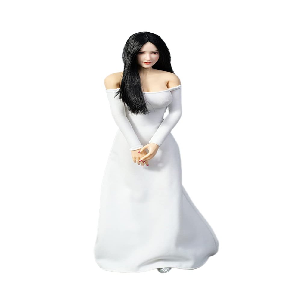 1/6 Scale Female Clothes, Girl Evening Dress Long Skirt Clothing for 12inch PH TBL JO Action Figure Body (White)