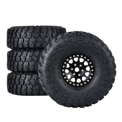4pce 1/10 Climbing car RC car 1.9 inch Bead Lock Wheel wear-Resistant Rubber tire Universal cr tire for TRAXXAS TRX4 SCX10 EX86100 EX86190 AXIA RGT (Black)