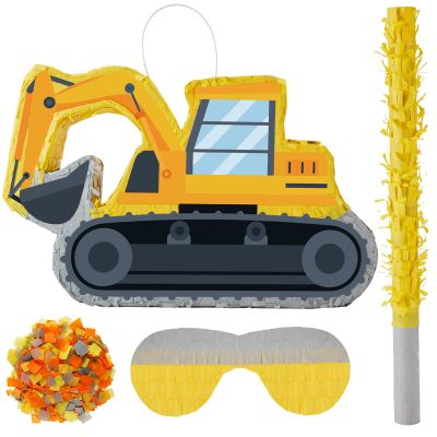 Lewtemi Digger Piatas for Birthday Party Construction Excavator Piata with Stick, Blindfold, Confetti for Adults Birthday Baby Shower Party Supplies