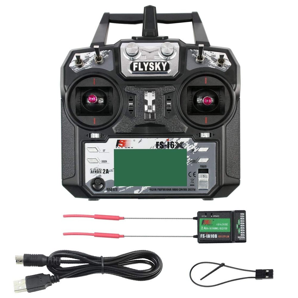 FEICHAO FS-i6X 10CH Transmitter 2-4G RX with i-Bus IA6B / IA10B / X6B Receiver for Drone (with IA10B RX)