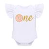 Baby Girls Donut 1/2 1st 2nd 3rd Birthday Outfit Donut Romper Tutu Skirt Headband Leg Warmers Clothes Set for Cake Smash Photo Shoot Doughnut Themed Birthday Party Dress up Pink One - Ruffle 1 Year view 2