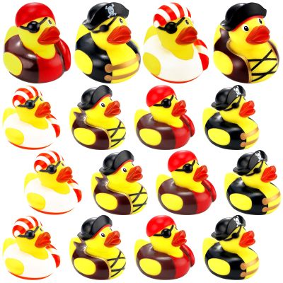Lewtemi 24 Pcs 2 Inch Mini Pirate Rubber Ducks Cruise Ducks for Hiding with Tags Cute Yellow Decor Bathtub Pool Pirate Party Favors for Carnival Supplies Birthday Party Favor Gifts