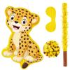 Leopard Piatas for Safari Birthday Party Cheetah Piata with Stick, Blindfold, Confetti for Adults Birthday Baby Shower Party Supplies view 1