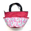 10 Pocket Bingo Bag- Purple Flowers- Red Zipper Bag view 1