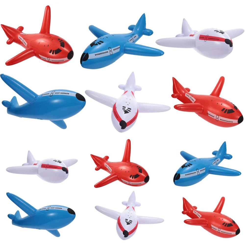 12 Pieces Inflatable Airplanes Aircraft Inflates Plane for Birthday Shower Party Decoration Supplies Jets Airplane Birthday Party Supplies 24.5 and 15.75 Inch