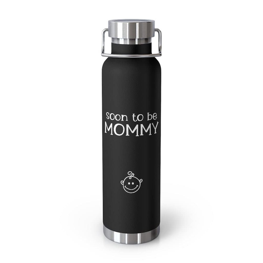 Copper Vaccum Insulated Bottle 22oz Hilarious Expecting Parents Sarcasm Baby Mom Announcement Humorous Kiddos Mommas Appreciation Sayings Pun Black / 22oz