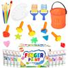 Early Learning Kids Paint Kit Washable Finger Paints with Assorted Painting Brushes Stamps Sponges Palette for Toddlers Children Crafts Drawing Gift Age 3+ view 1
