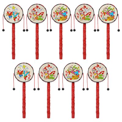 Toyvian 9 pcs Baby Hand Rattle Drum Percussion Instrument Twist Drum Educational Toy, Random Pattern