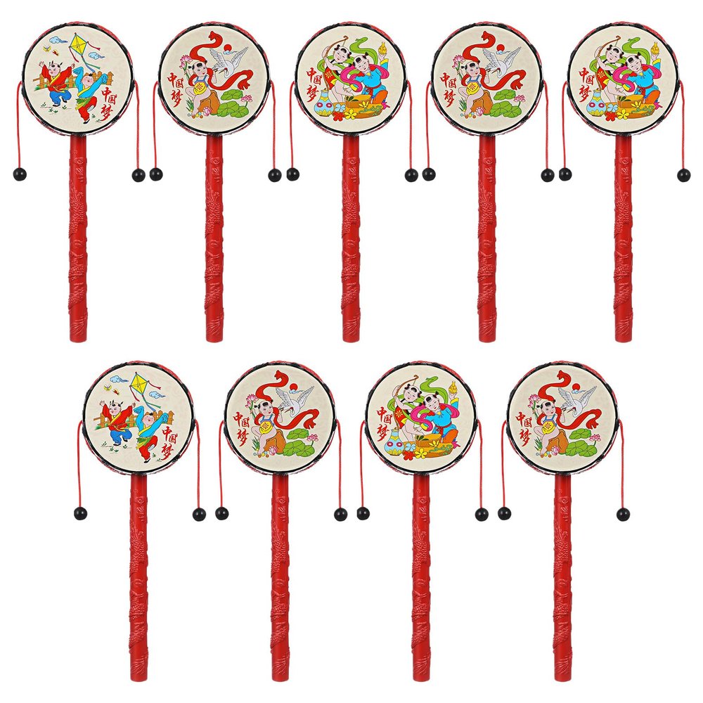 Toyvian 9 pcs Baby Hand Rattle Drum Percussion Instrument Twist Drum Educational Toy, Random Pattern