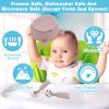 Baby Feeding Set, Plplaaoo Food Grade Silicone Bear Design Plate Bowl Drinking Cup Spoon Fork Infant Feeding Kit for Babies Kids Toddlers, 5Pcs Baby Dishes, First Stage Self Feeding Utensils(Pink) view 3