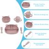 Baby Feeding Set, Plplaaoo Food Grade Silicone Bear Design Plate Bowl Drinking Cup Spoon Fork Infant Feeding Kit for Babies Kids Toddlers, 5Pcs Baby Dishes, First Stage Self Feeding Utensils(Pink) view 4