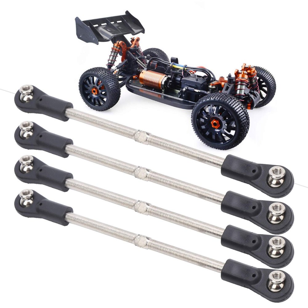 Tefola M4 Steering Linkage Rod Set, Metal Linkage Rod Adjustable 110120mm Fit for 1/8 RC Racing Truck Car