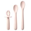 Ali+Oli (3pc) Silicone Spoon Set for Baby (Blush) Unbreakable Baby Spoons, Self Feeding Utensils, Multi-stage Design, Ergonomic Handle view 2
