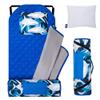 Wildkin Modern Kids Nap Mat  Soft Cotton Blend with Pillow & Elastic Straps for School & Travel - Sharks view 1