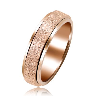 Uloveido Rose Gold Plated Fidget Rings for Women - 6mm Spinner Stainless Steel Ring for Anxiety Fidget Stress Relief Glitter Sandblast Spinning Jewelry Y2179 (Size 7)